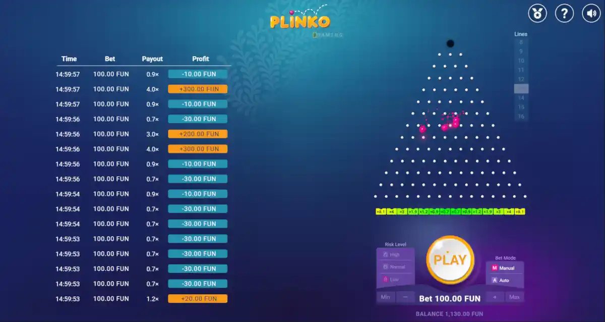 1Win Plinko